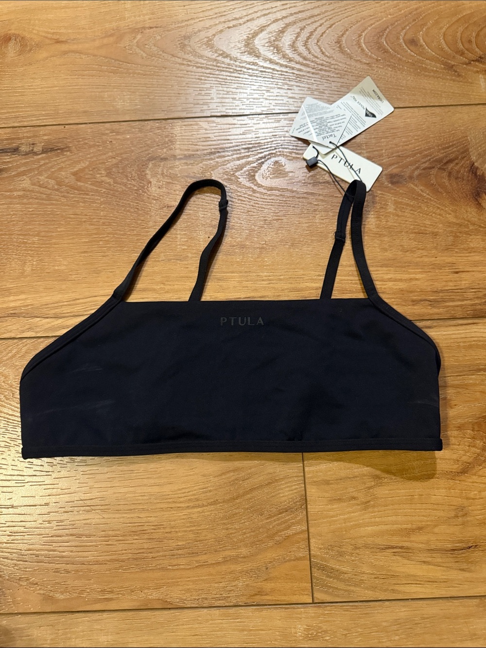 P'tula Black Seamless Crop Bralette with Adjustable Straps